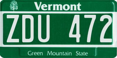 VT license plate ZDU472
