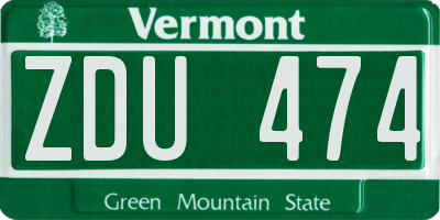 VT license plate ZDU474