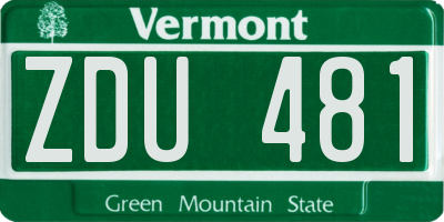 VT license plate ZDU481