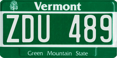 VT license plate ZDU489