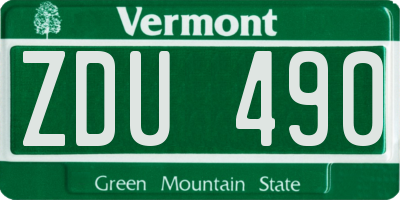 VT license plate ZDU490