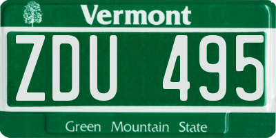 VT license plate ZDU495