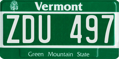 VT license plate ZDU497