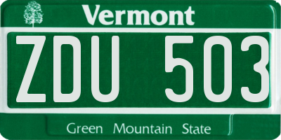 VT license plate ZDU503