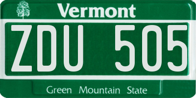VT license plate ZDU505