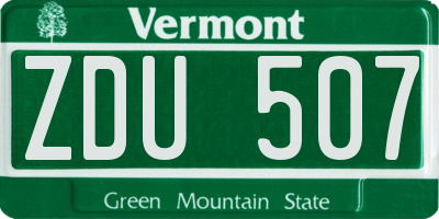VT license plate ZDU507