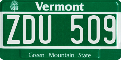 VT license plate ZDU509