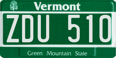 VT license plate ZDU510