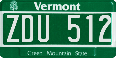 VT license plate ZDU512