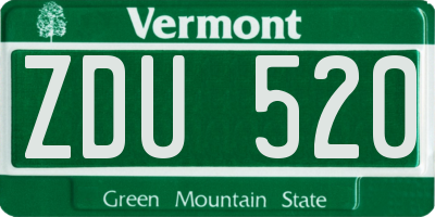 VT license plate ZDU520