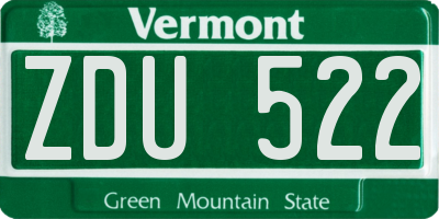 VT license plate ZDU522