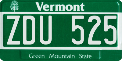 VT license plate ZDU525