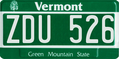 VT license plate ZDU526