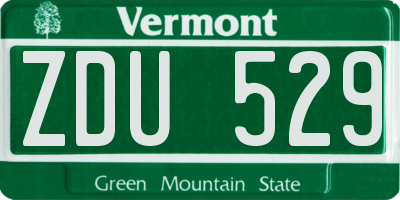 VT license plate ZDU529