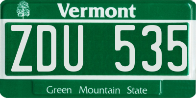 VT license plate ZDU535