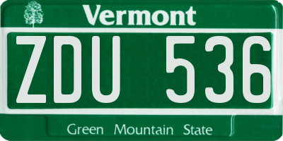 VT license plate ZDU536