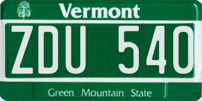 VT license plate ZDU540