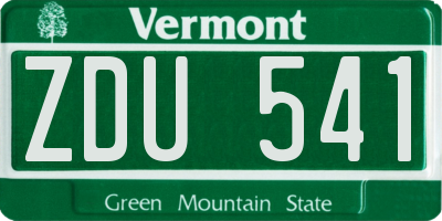 VT license plate ZDU541