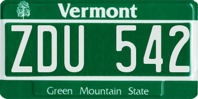 VT license plate ZDU542