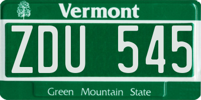 VT license plate ZDU545