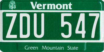 VT license plate ZDU547