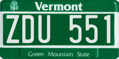 VT license plate ZDU551