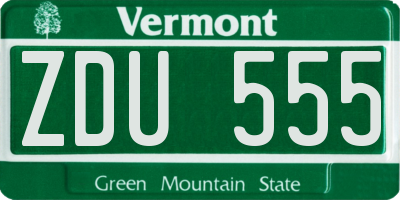 VT license plate ZDU555