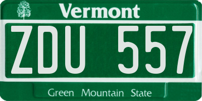 VT license plate ZDU557