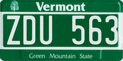 VT license plate ZDU563