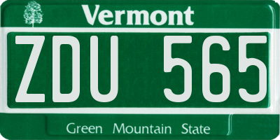 VT license plate ZDU565