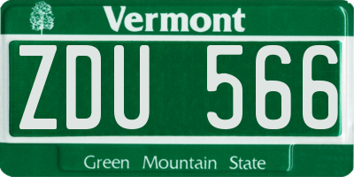 VT license plate ZDU566