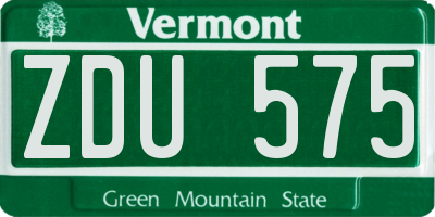 VT license plate ZDU575