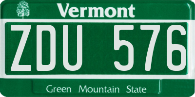 VT license plate ZDU576