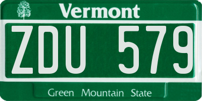 VT license plate ZDU579