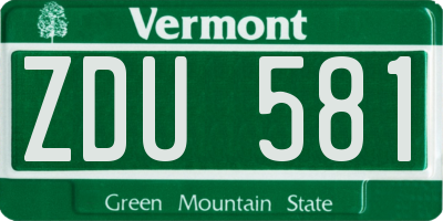 VT license plate ZDU581