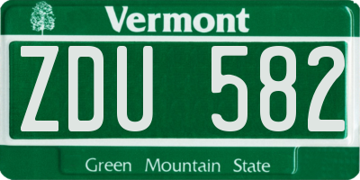 VT license plate ZDU582