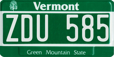 VT license plate ZDU585