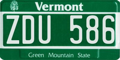 VT license plate ZDU586