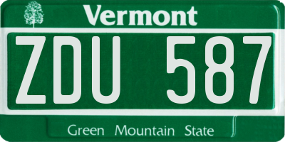 VT license plate ZDU587