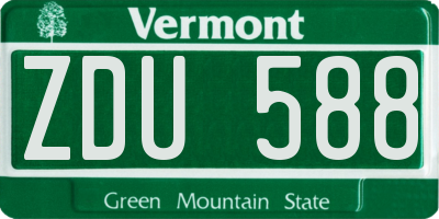 VT license plate ZDU588