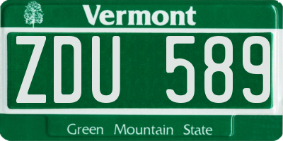 VT license plate ZDU589