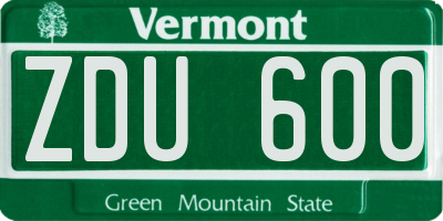 VT license plate ZDU600