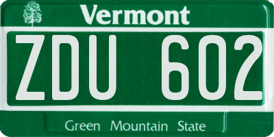 VT license plate ZDU602