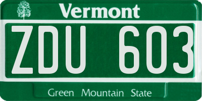 VT license plate ZDU603