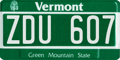VT license plate ZDU607
