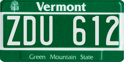 VT license plate ZDU612