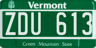 VT license plate ZDU613