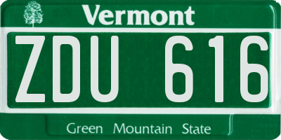 VT license plate ZDU616