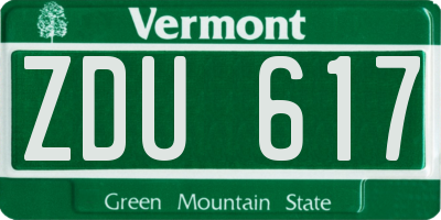 VT license plate ZDU617