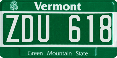 VT license plate ZDU618